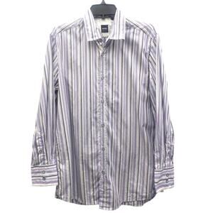 Boss Men's Button Down Shirt Lavender Stripe Medium